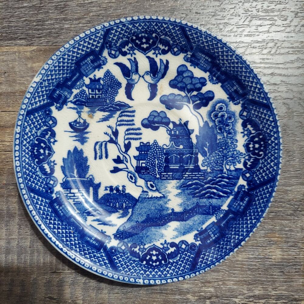 Vintage Japan Blue Willow Transferware Plate c.1920s-1930s 6"